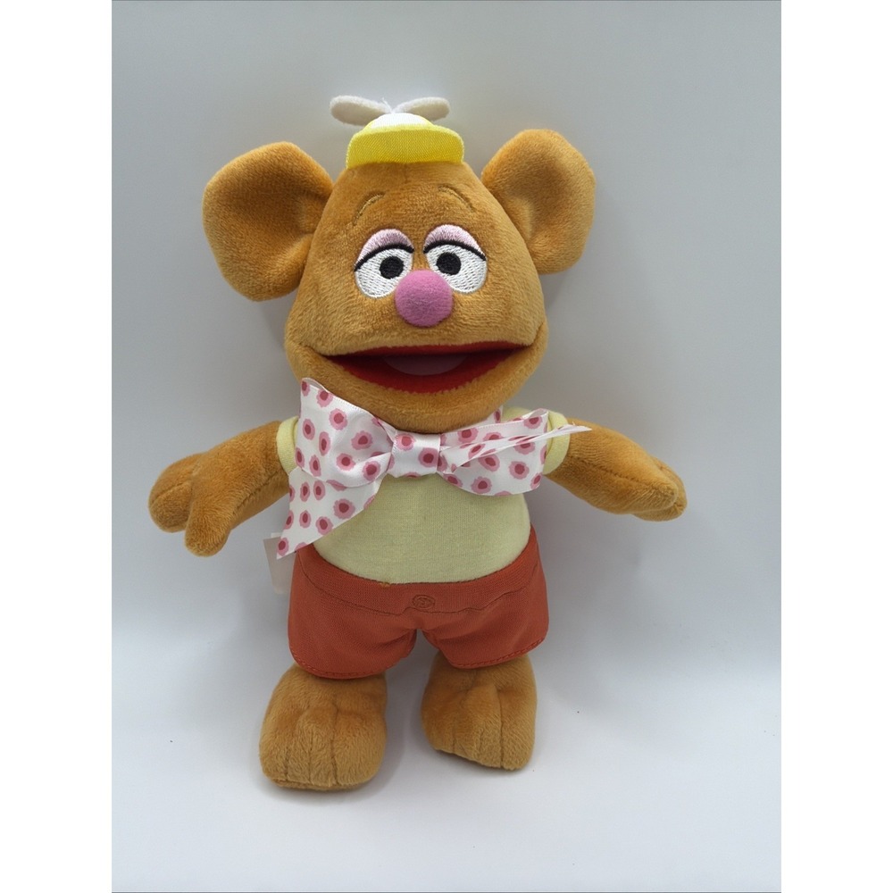 Fozzie Bear Muppets Plush 9" Disney Stuffed Animal Yellow Hat Bow Tie